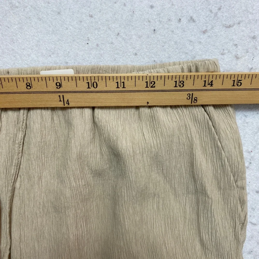 Zara Pants Womens Medium Tan Textured Drawstring Straight Leg